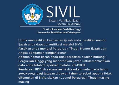 Cek Ijazah Online di SIVIL