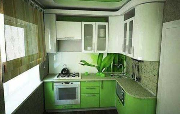 Ruangan Dapur Minimalis Putih dan Hijau