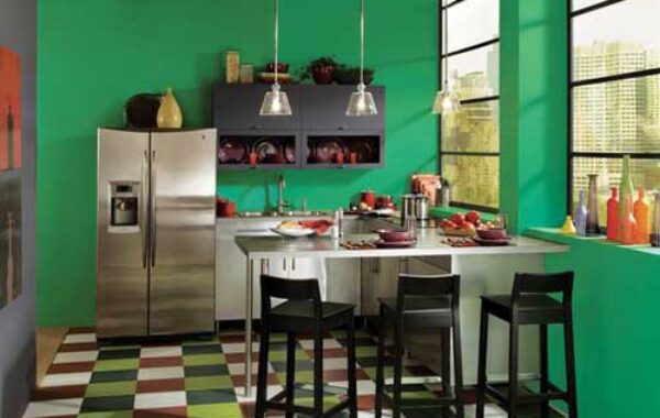 Konsep Dinding Dapur Warna Hijau