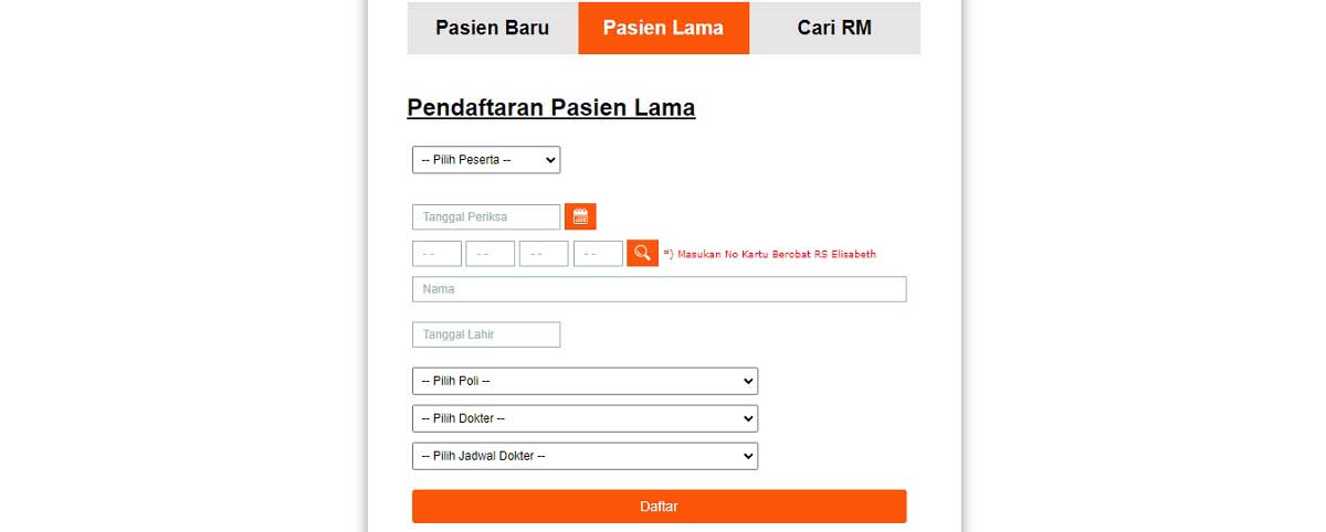 Pendaftaran Online RS Elisabeth Semarang Pasien Lama