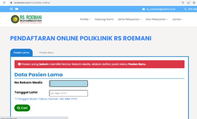 daftar online RS Roemani