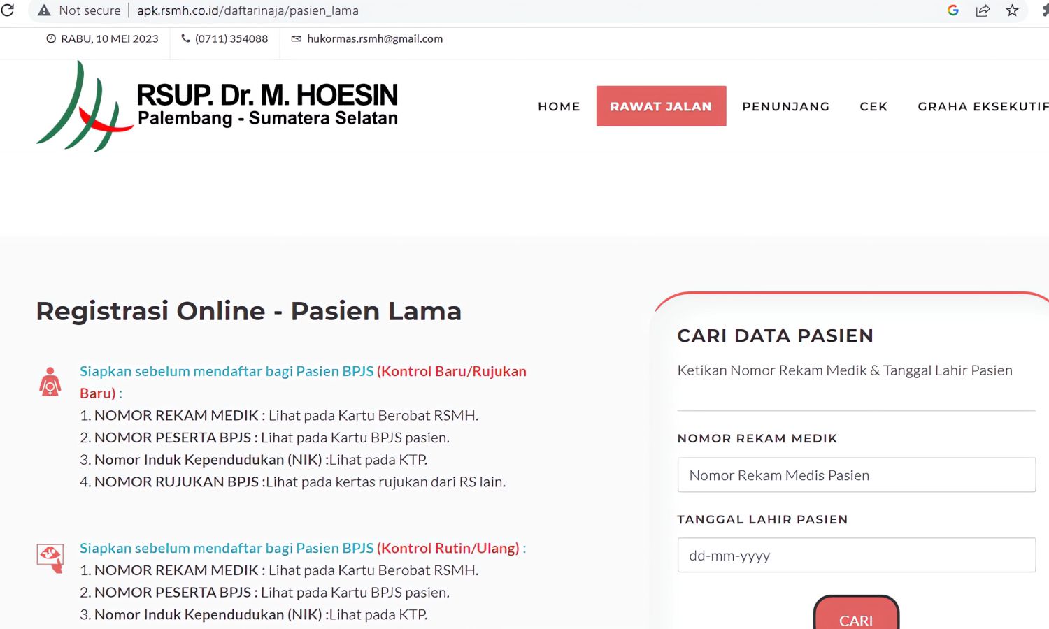 daftar online RSMH Palembang